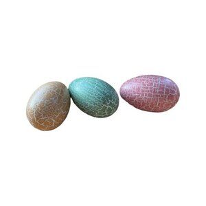 Decorative Crackle Finish Wooden Easter Eggs Set Of 3